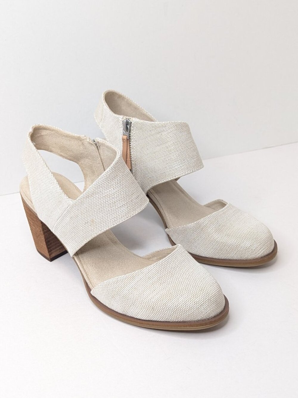 Toms Majorca Cutout Heeled Sandals Natural Womens 9.5 Wide